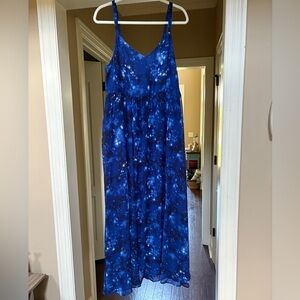 Torrid Ladder Trimmed Maxi Dress Chiffon Galaxy Blue NWT 1X